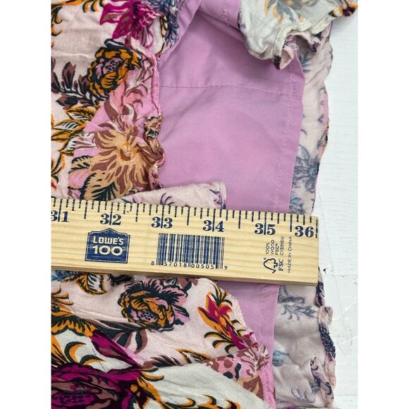 Adelyn Rae Abbie Satin Mini Dress White Pink Floral Ruffled Ruched Feminine M - Picture 8 of 9